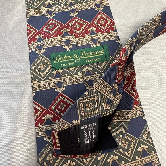 Graham & Lockwood 100% Silk Vintage Men’s Patterned Neck Tie - Picture 4 of 5